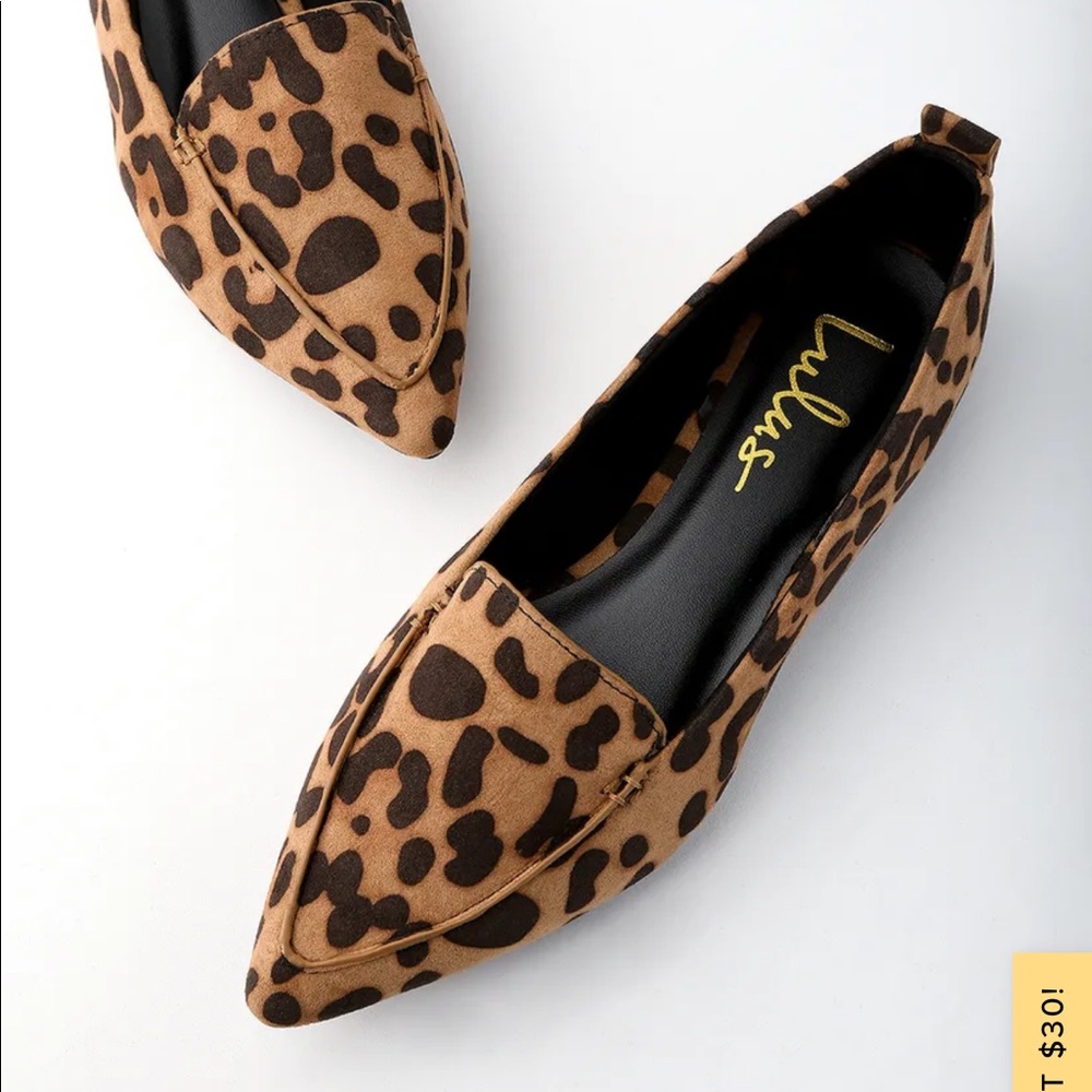 Lulus Emmy Leopard Suede Pointed Loafers Summer Shoes